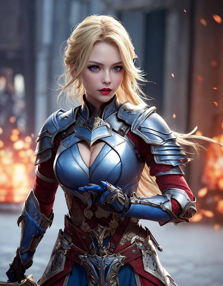 金发女战士-高清壁纸-ai绘图-稳定扩散