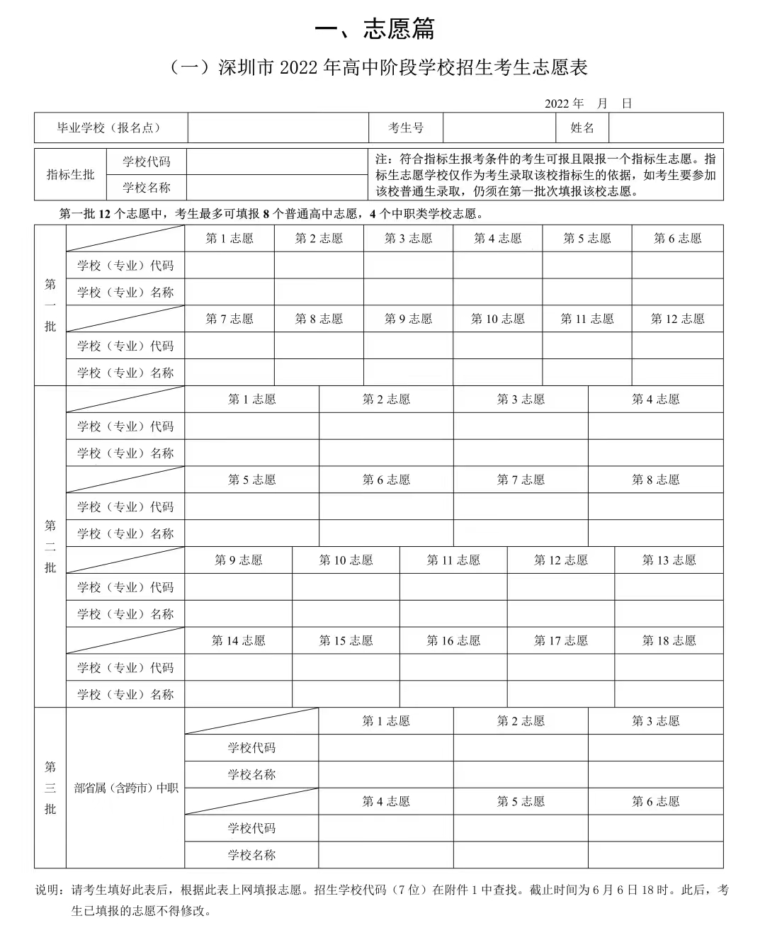 抚顺中考志愿表图片图片