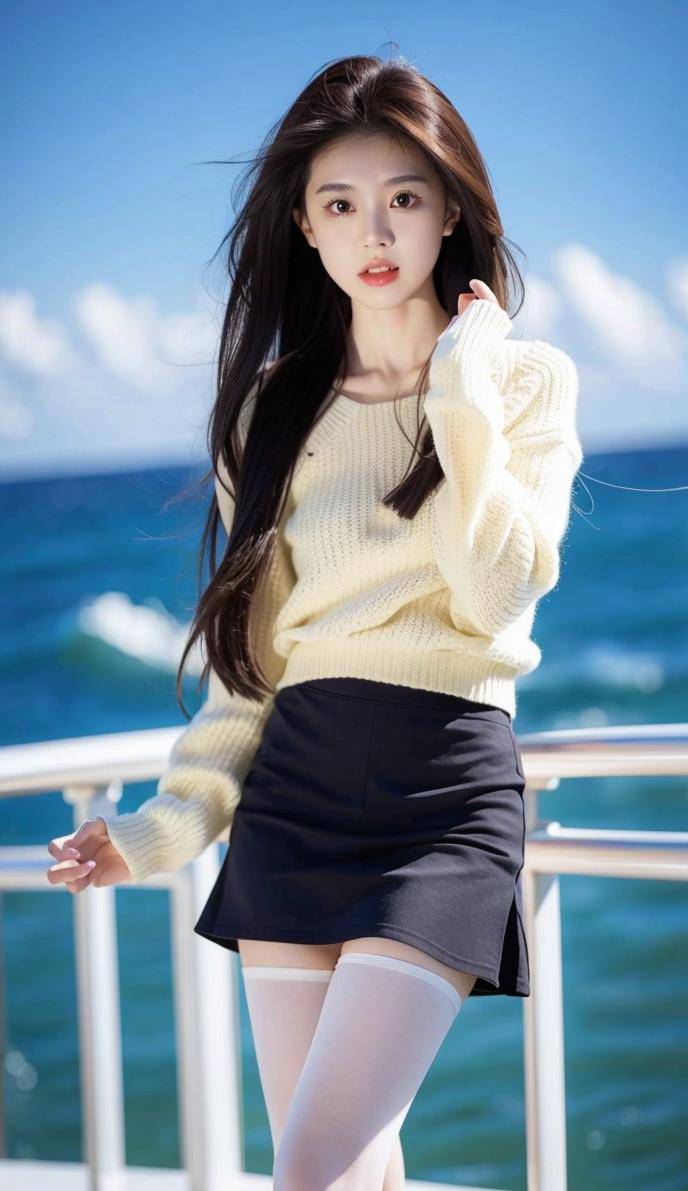 ai美女壁纸-海风与长发少女_女子_大自然_画面