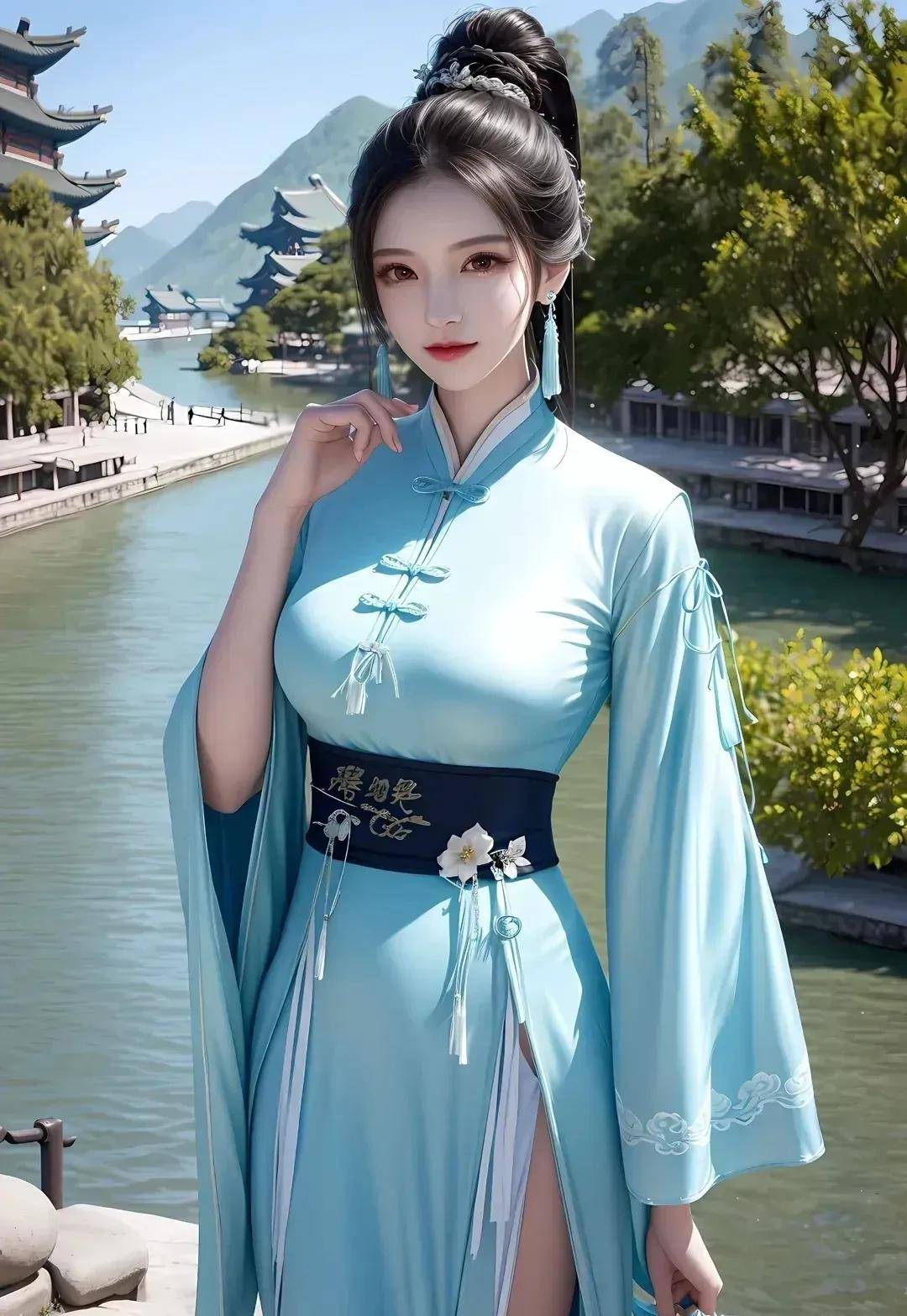 ai绘画-湖边旗袍佳人_湖水_时尚_文化