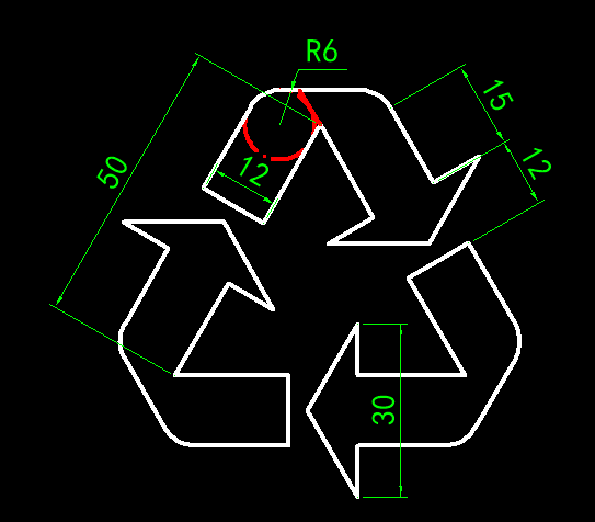 cad回收标志图形的绘制