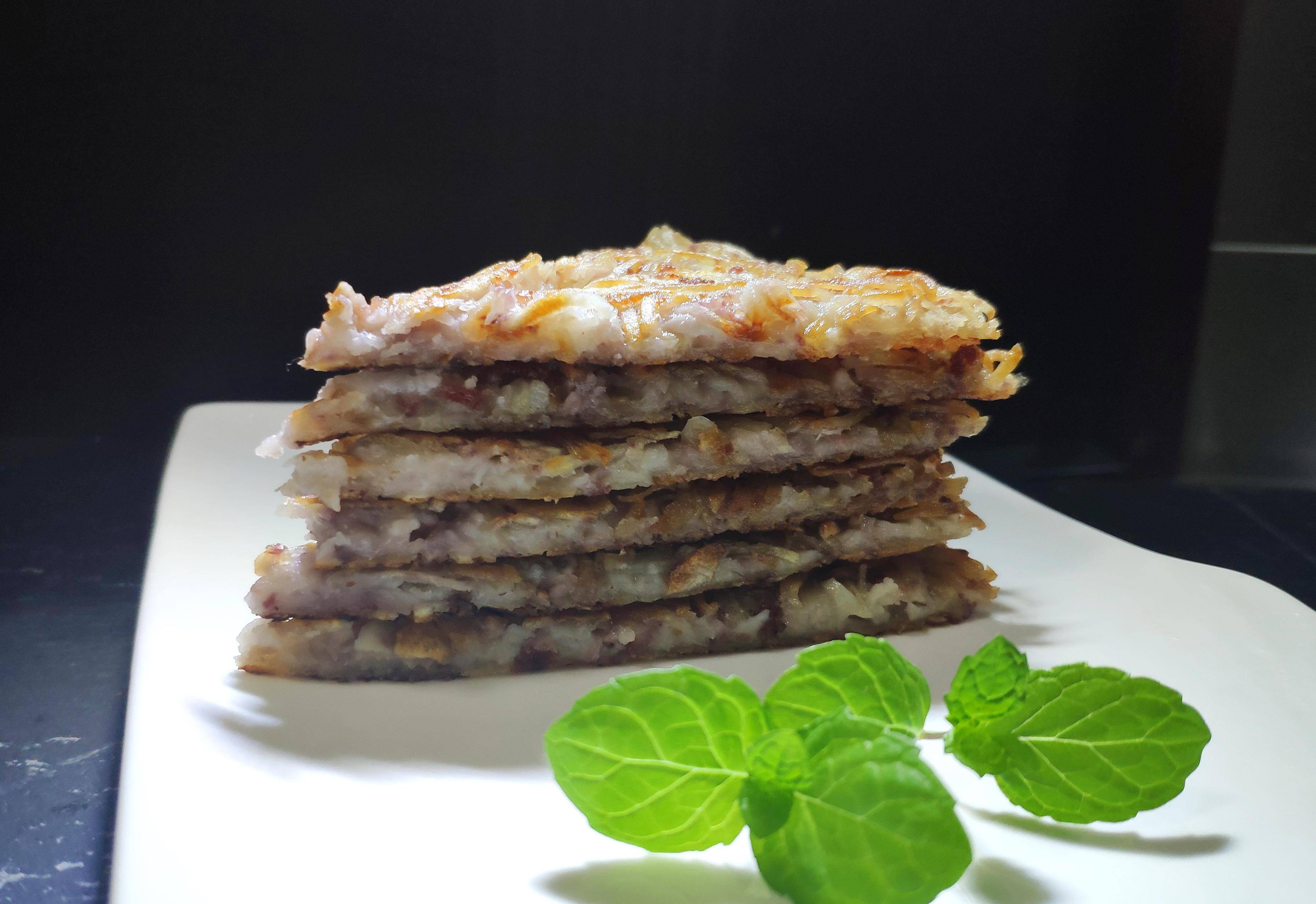 老广的味道:香煎芋丝饼,入口酥脆鲜香好吃到宝宝都不想吃饭_腊肉_备用