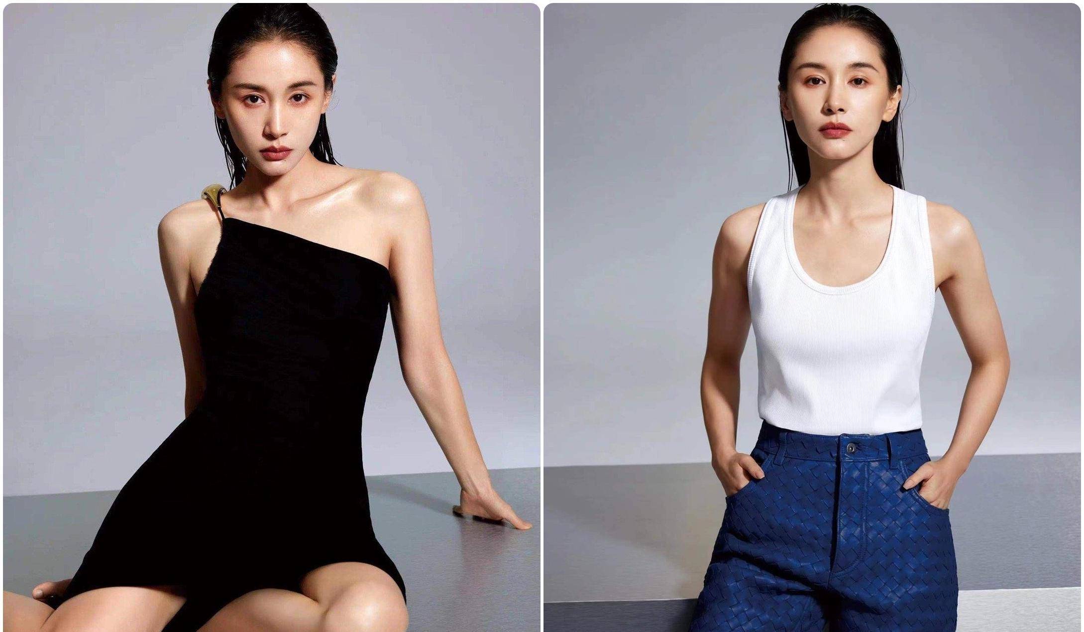 王子文登《时尚健康》,湿发背心性感撩人,深v透视凹凸有致_连衣裙