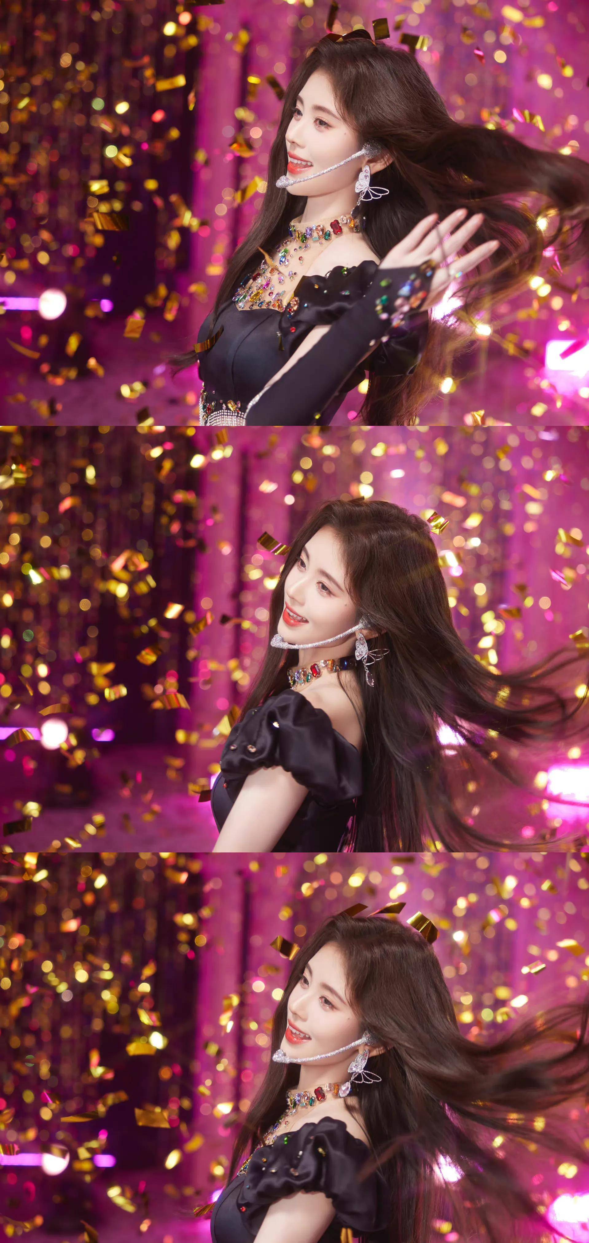 鞠婧祎新歌上线,舞台照流出,穿黑粉露腰小短裙甜美灵动 妩媚撩人_粉色