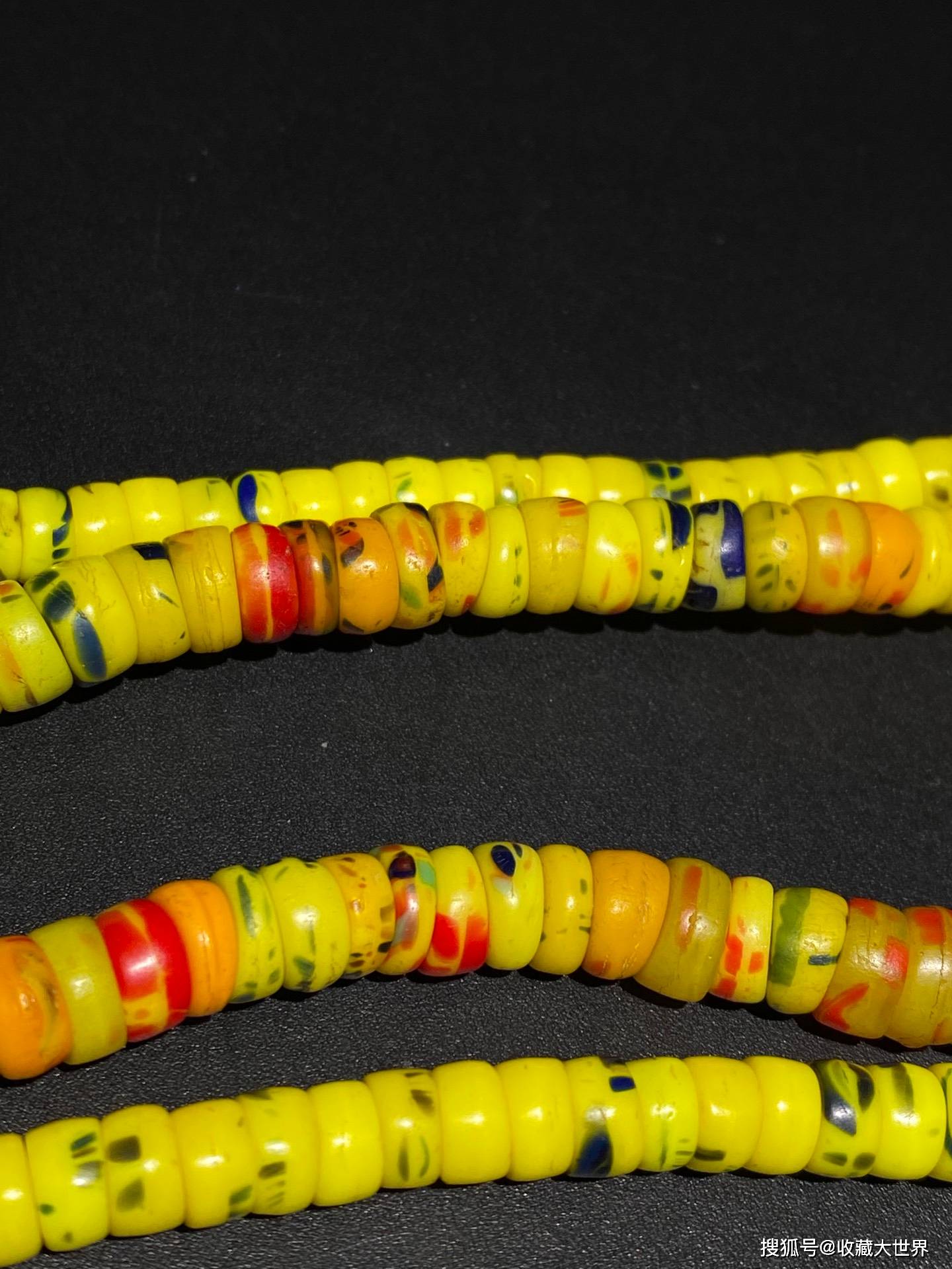 西亚 千年:绞胎点彩 老琉璃 项链_珠子_质感_包浆