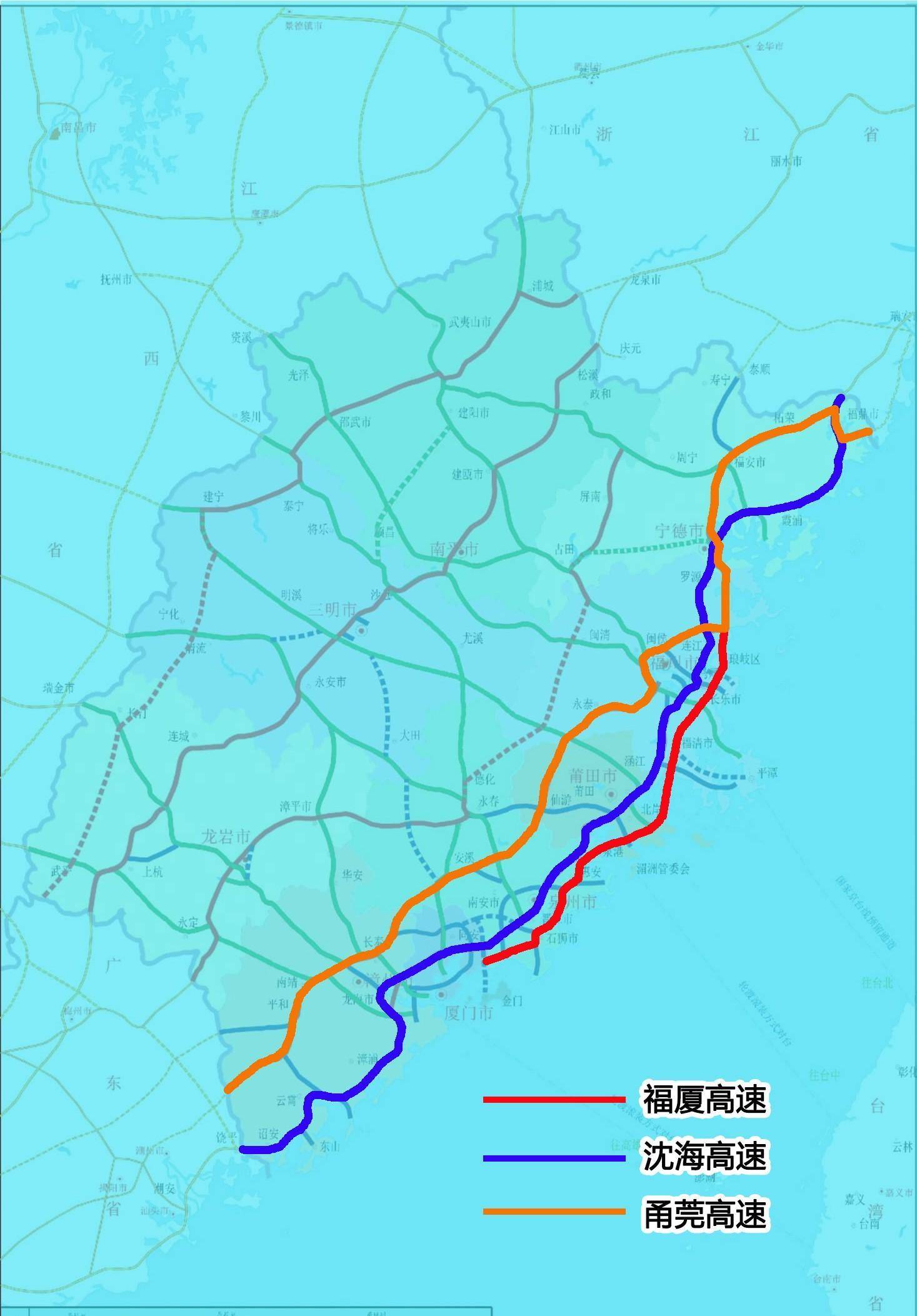 沈海高速总共的路线图片