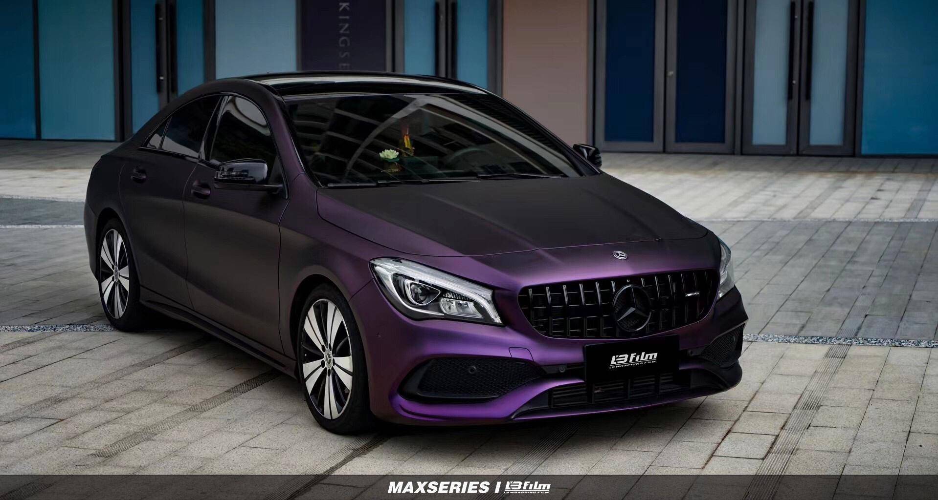 奔驰cla200-lbfilm改色膜消光黑比诺紫,神秘的紫加上暗黑系_颜色_碰撞