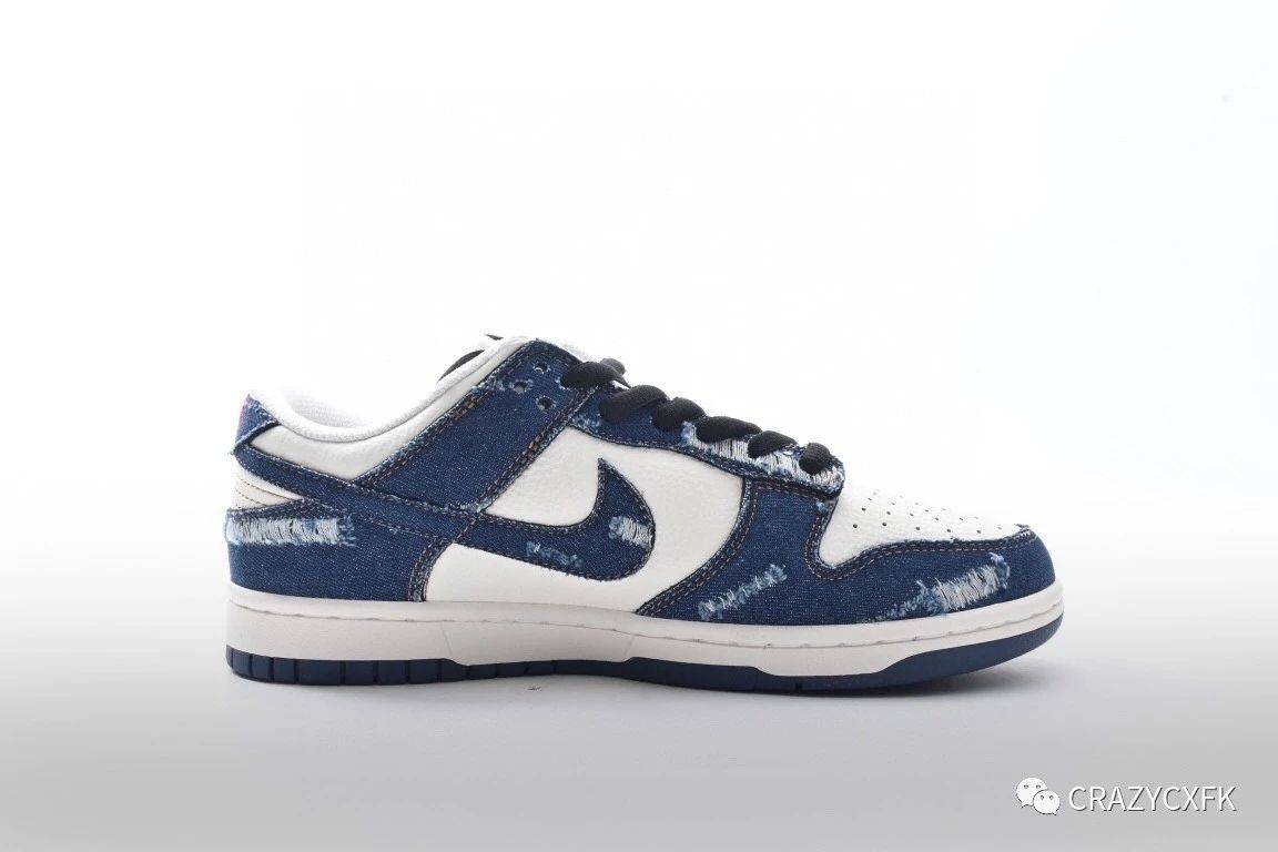 耐克联名 nike dunk low levi 李维斯牛仔布低帮运动鞋_白色_缝线