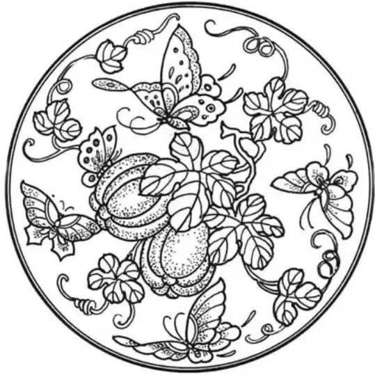 "瓜瓞绵绵"纹样线描图"瓜瓞绵绵"上色参考参考文献:[1]张诗照.