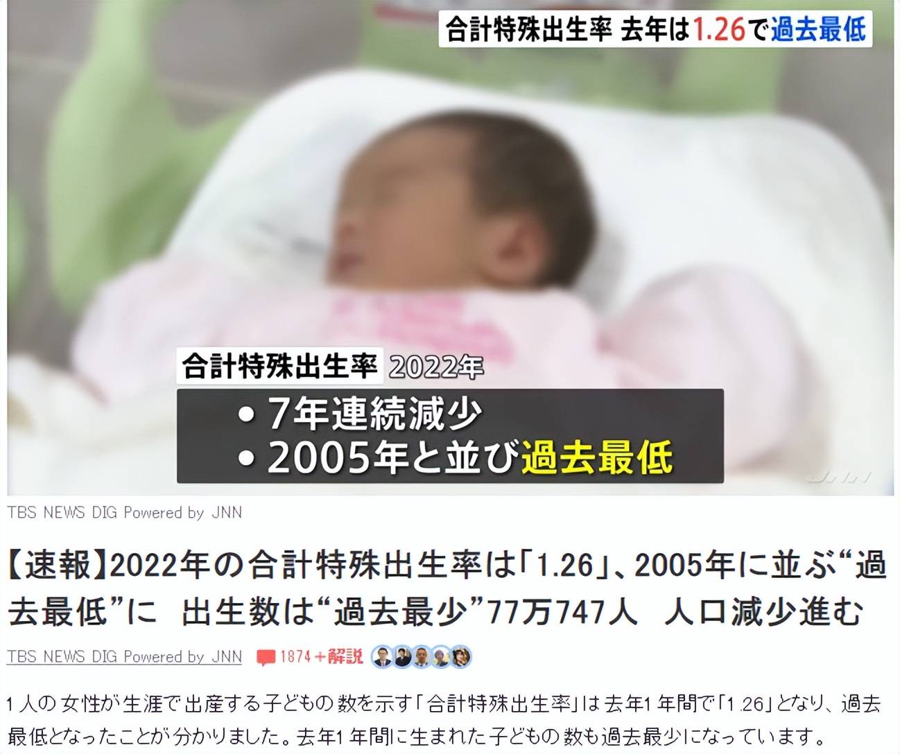 一周资讯| 2022年日本的生育率降至1.26，创17年来最低_手机搜狐网