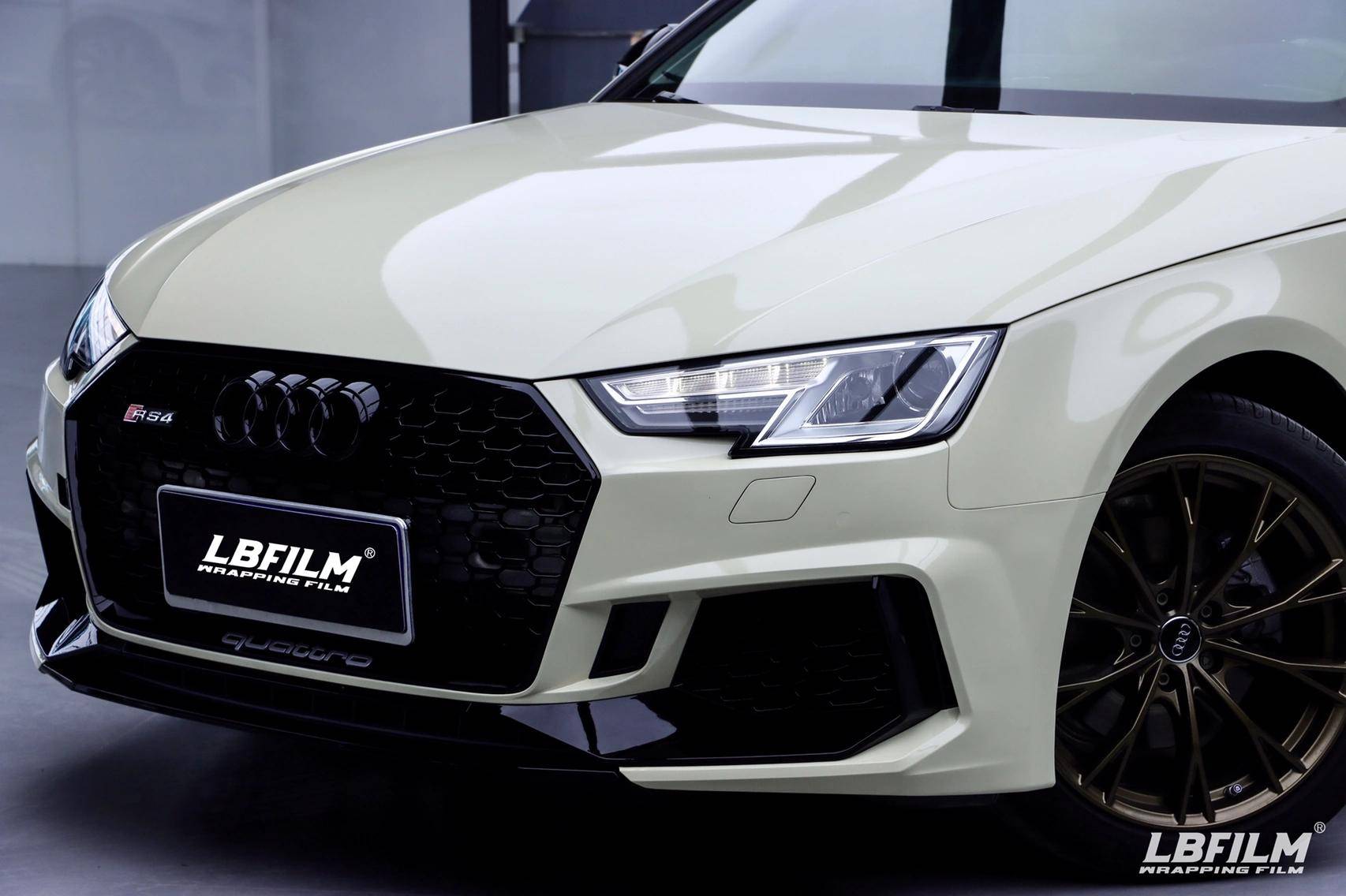 奥迪lb改色膜高亮卡其米兰,一眼心动奶呼呼的颜色