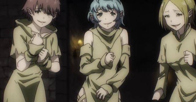 三位精灵妹子就好像看到了希望和解脱一样流露出了受虐者的暗喜仓助