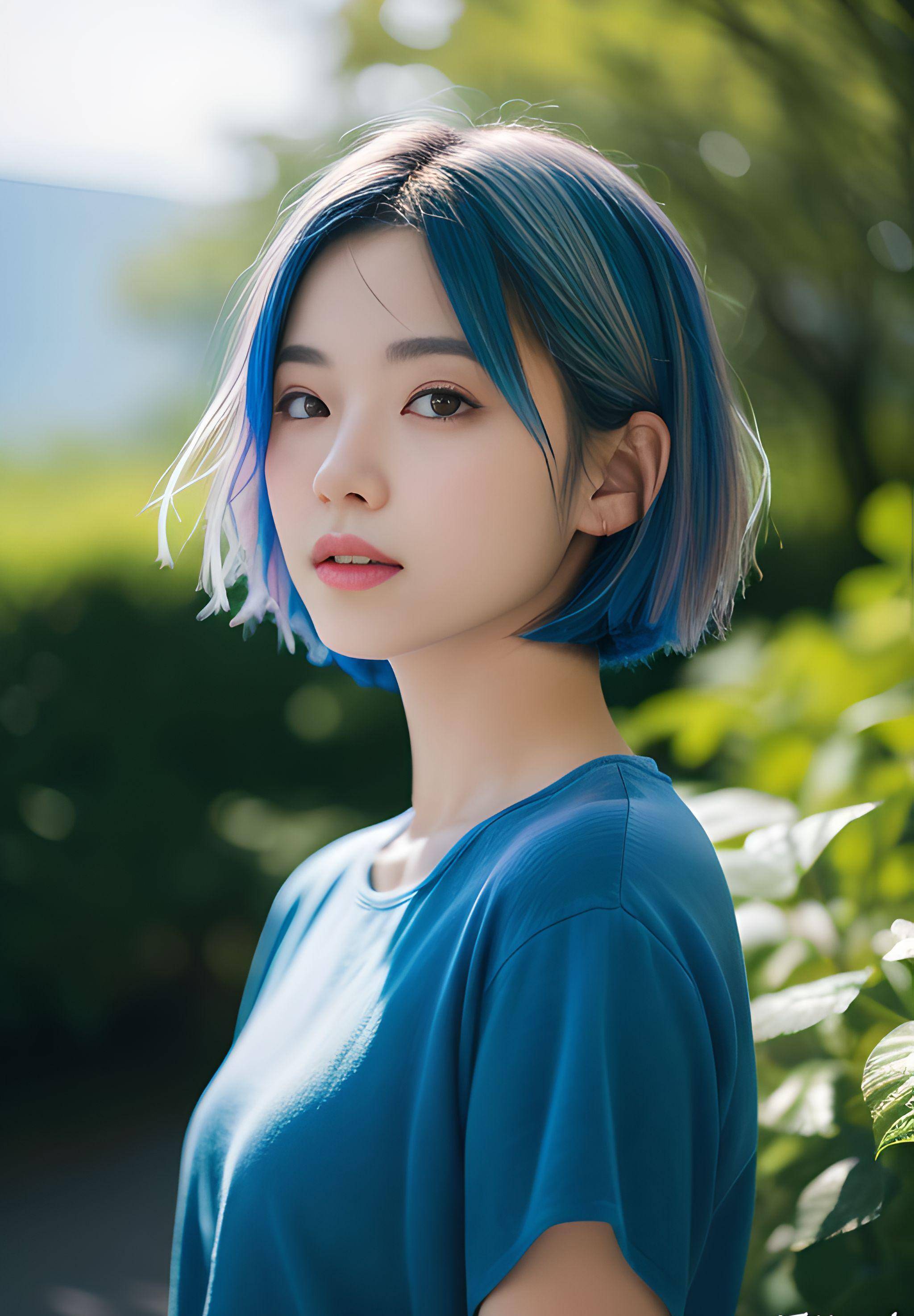 ai摄影-摩登系列:蓝色背心搭配牛仔短裤,很清新休闲_手指_脚趾