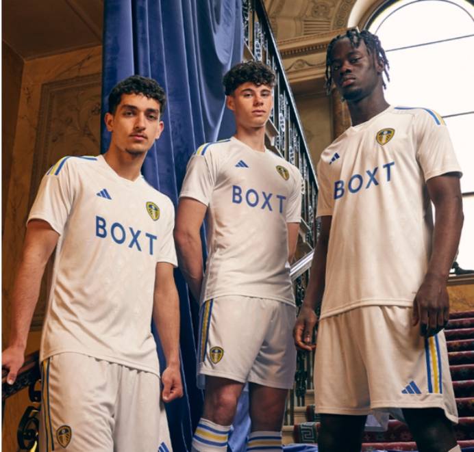 [官方] 利兹联公布全新主场球衣 23/24白衬衫 宝蓝&黄_图案_阿迪达斯