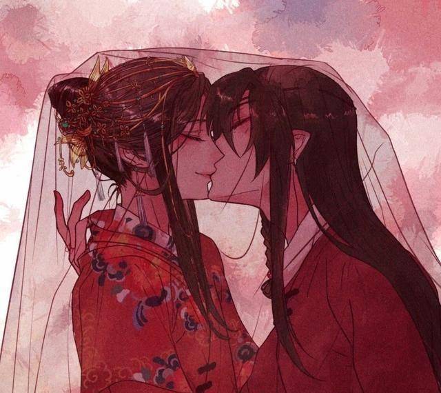 《天官赐福》:谢怜花城大婚夜,一袭红妆的谢怜简直看呆花城!
