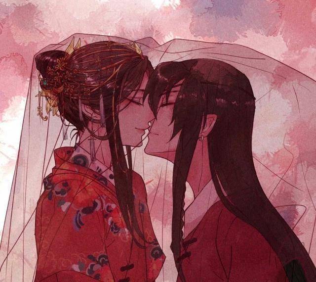 《天官赐福》:谢怜花城大婚夜,一袭红妆的谢怜简直看呆花城!