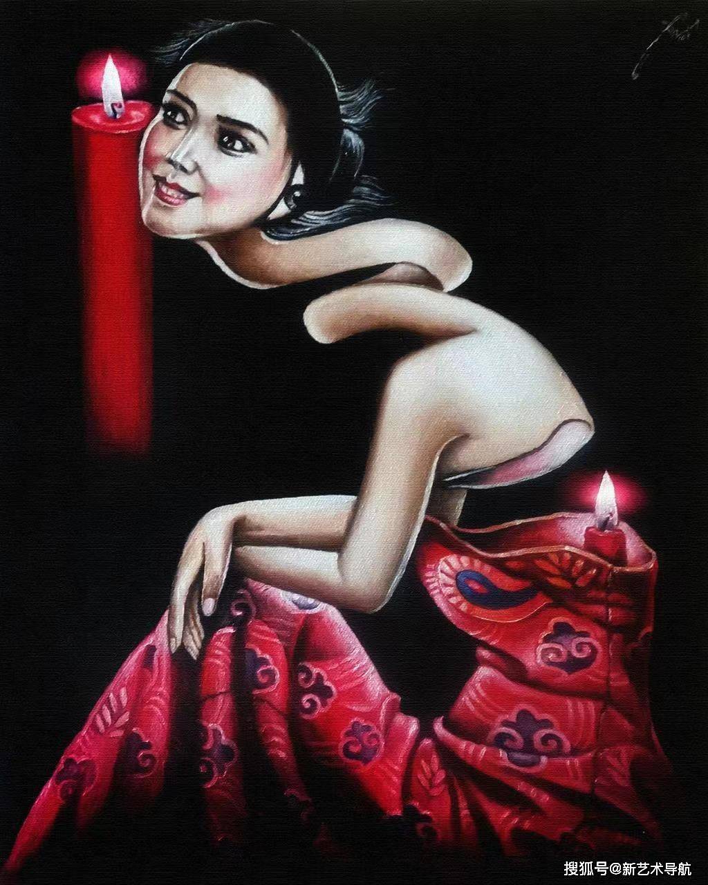 黄艺豪油画《红烛》荣获日本艺术特选奖