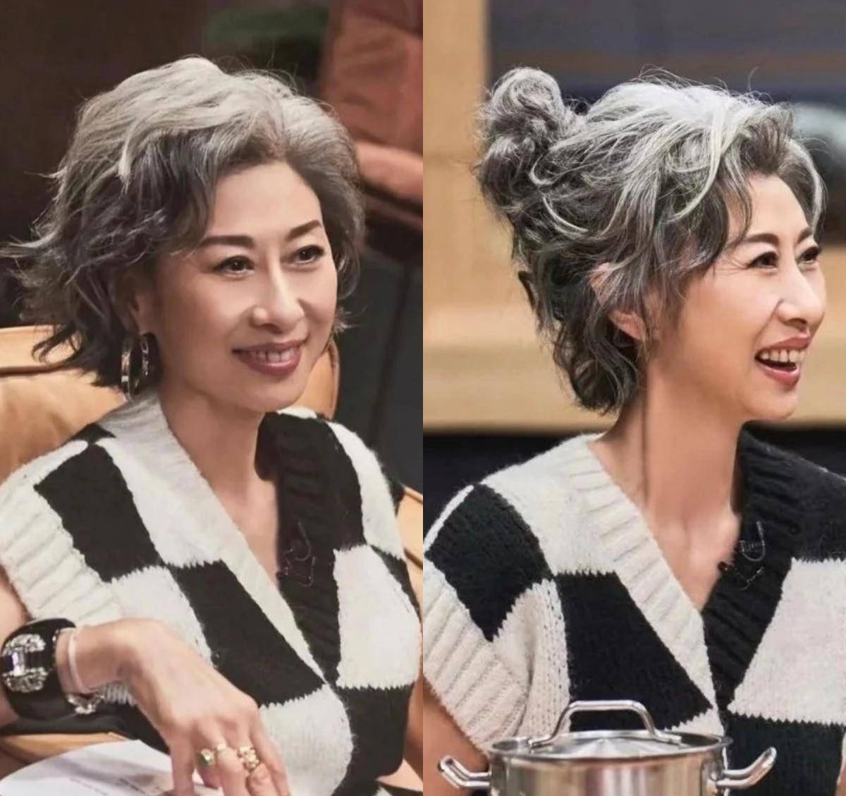 看了叶倩文的打扮,才明白:白发不染,穿衣简单,老了也是一枝花_时尚_的