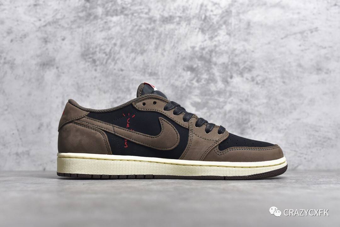 乔丹联名 travis scott x air jordan 1 low 棕色麂皮鬼脸倒钩低帮