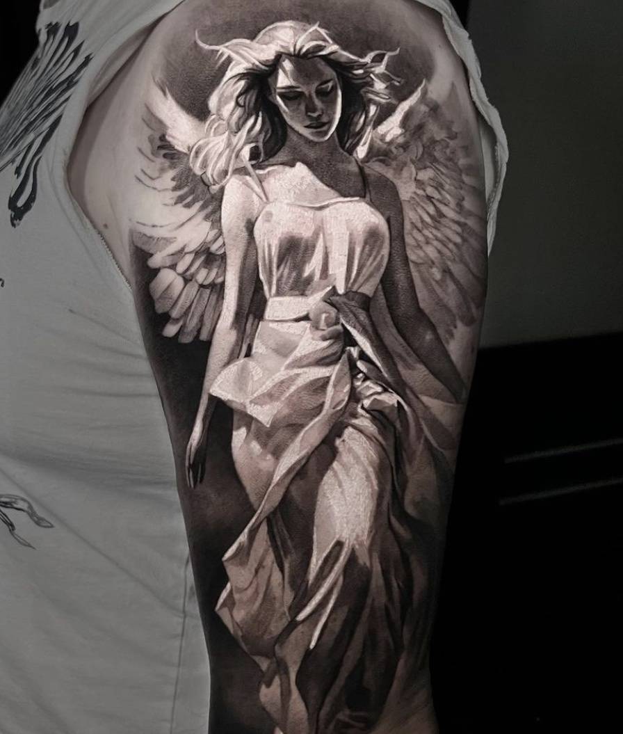 天使纹身图案男 意义图片