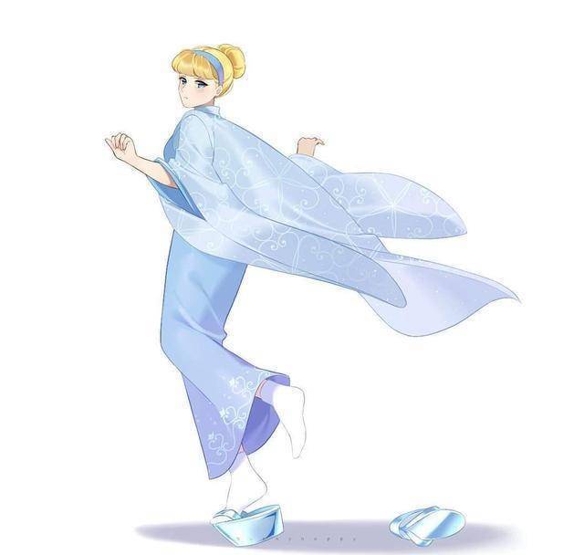 当迪士尼公主遇上"日式和风":艾莎宛如雪女,花木兰化身大剑豪_和服