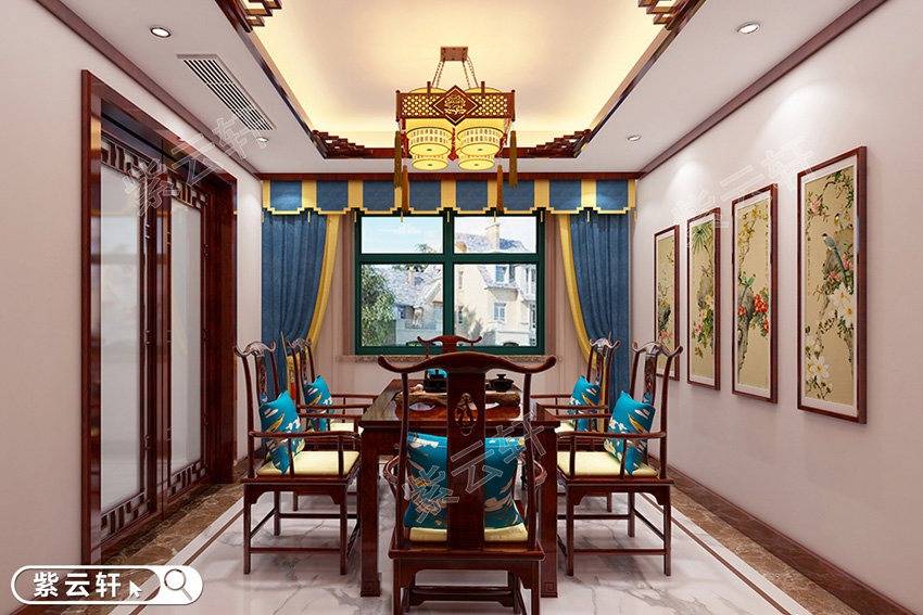 哈尔滨高端中式别墅装修高贵木材展传统意蕴
