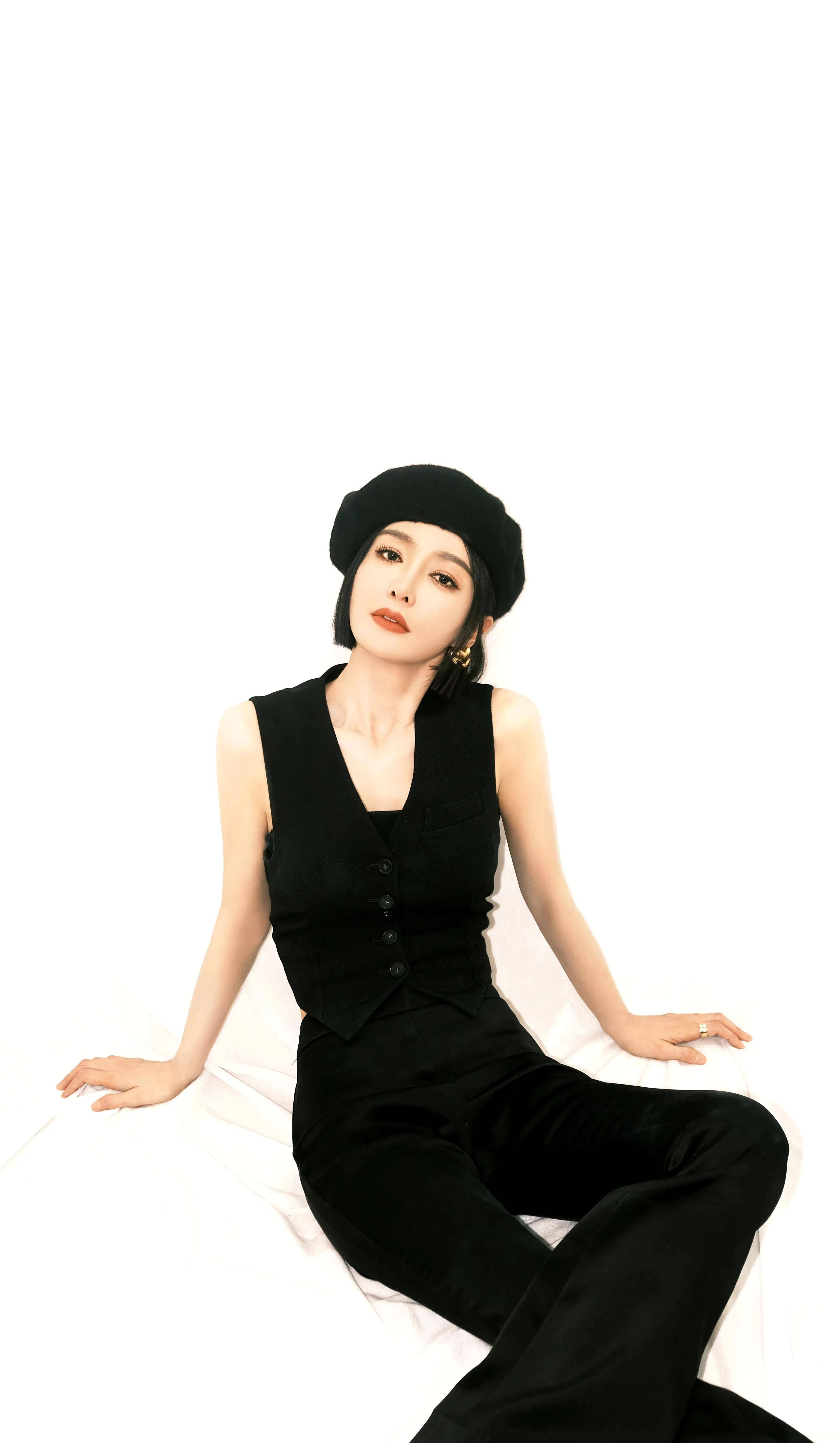 秦岚黑裤优雅缎子_气质_黑色_的设计