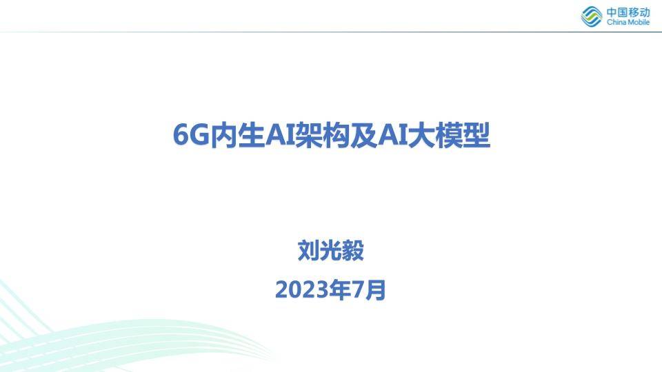 6G内生AI架构及AI大模型PDF