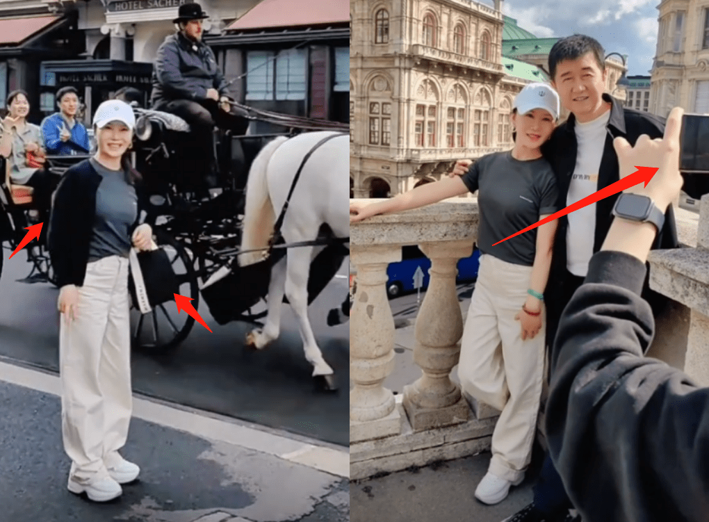 付笛生全家奥地利度假,任静戴30w手镯似少女,儿子儿媳帮拍照_樱子