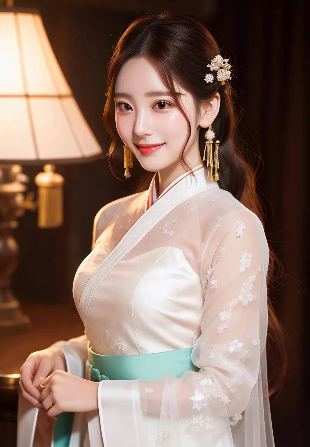 笑起来有酒窝,汉服少女的气质闪耀_耳环_流苏_阳光