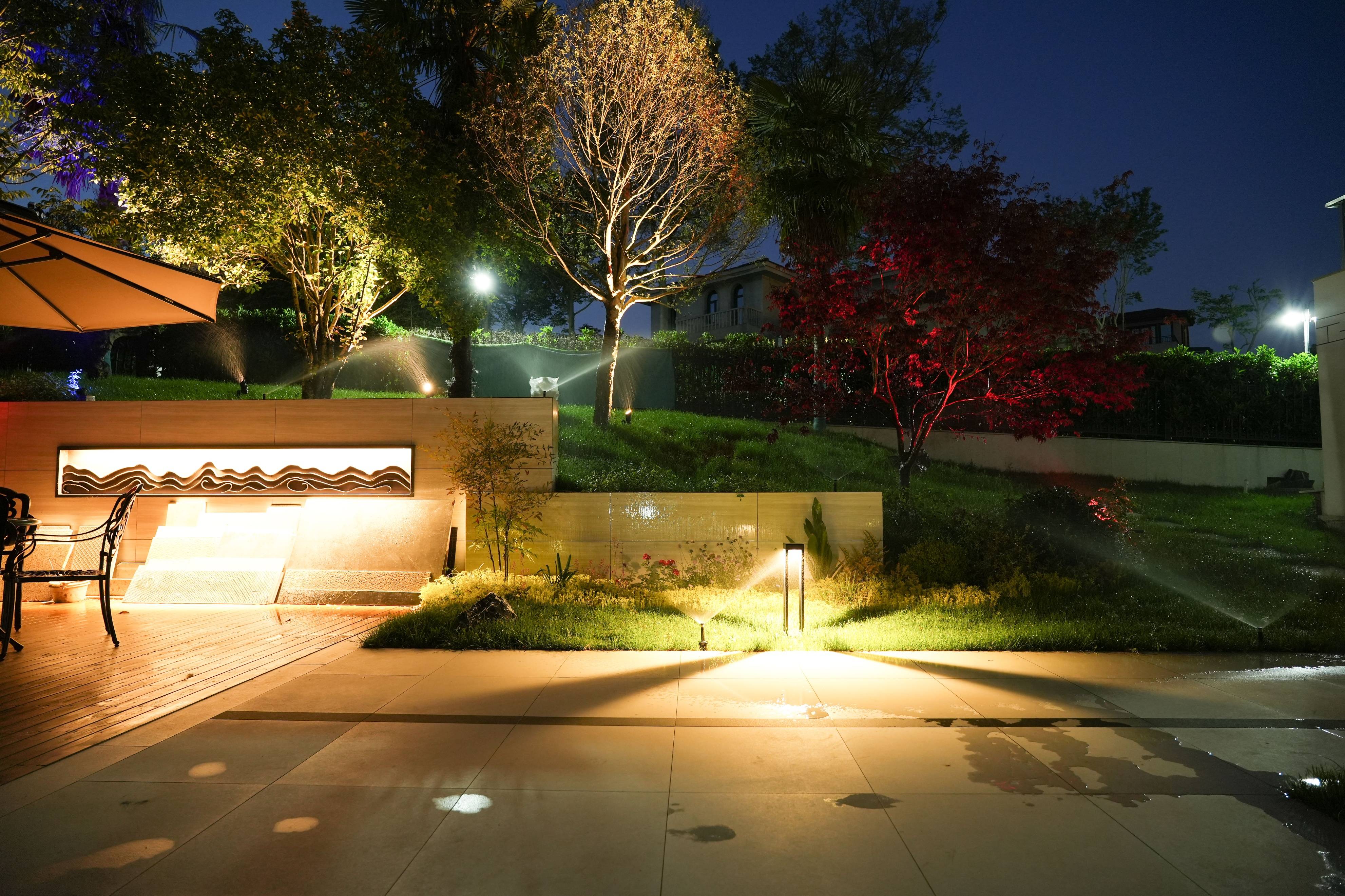 美国庭院夜景图片