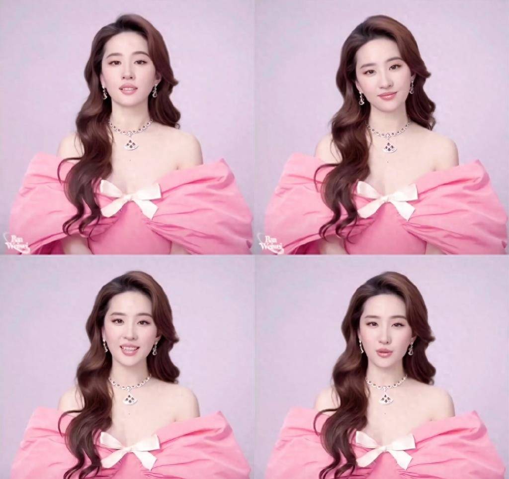 刘亦菲最新款粉色抹胸打结粉裙,像荔枝玫瑰味的甜美公主!
