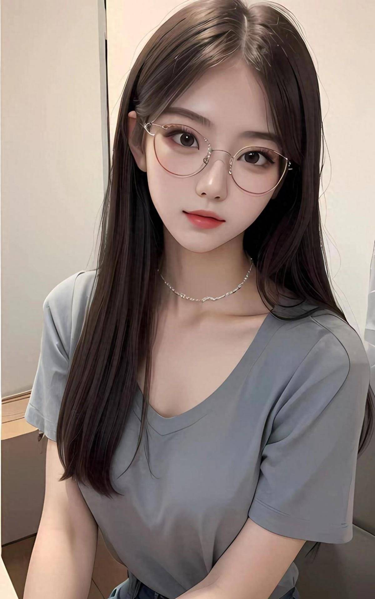 ai绘画032:听说美女戴眼镜很干净优雅_阳光_造型_感觉