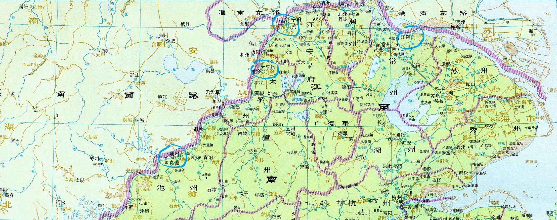 长江下游荆汉国防岳飞收复襄阳六府州后,此线以邓州,襄州,江陵府,金州