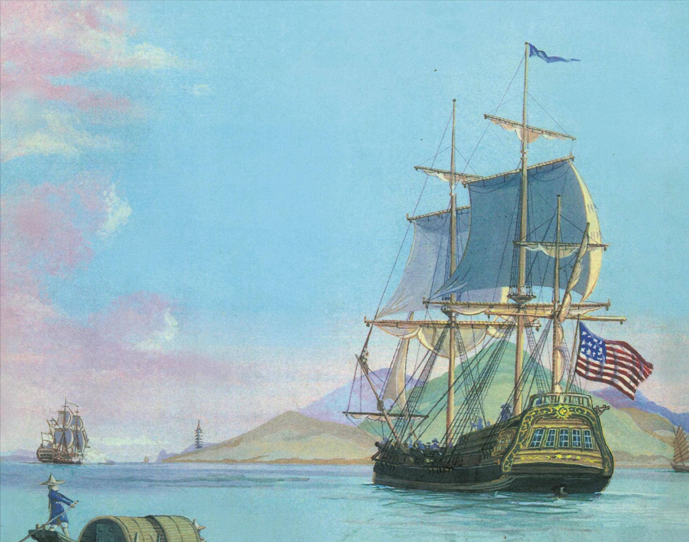 中国皇后号商船中国的商品很畅销,但美国的银子却有限.