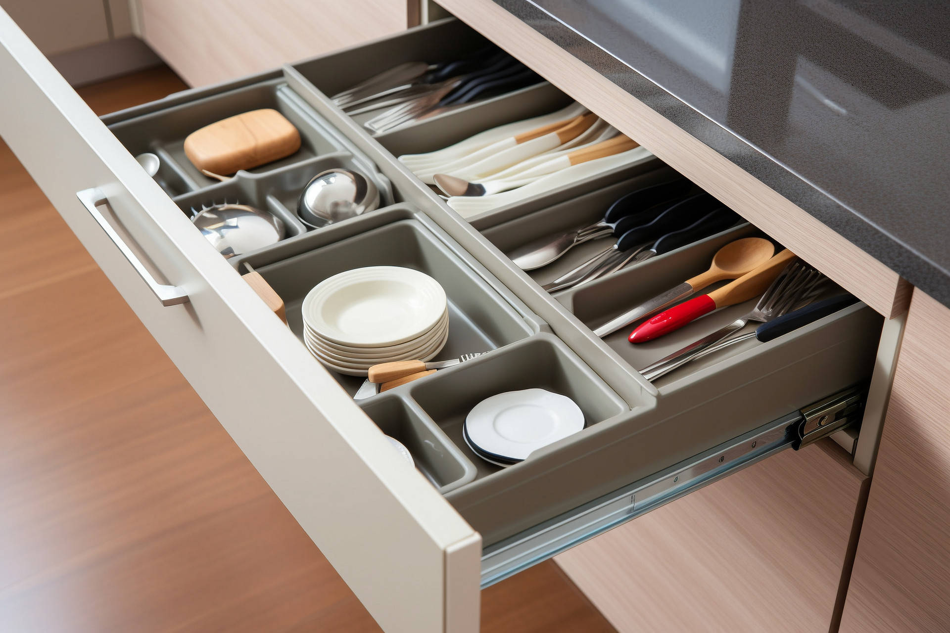 图片来源网络,侵删地柜最好设计成抽屉式的布局,既一目了然,拿取物品