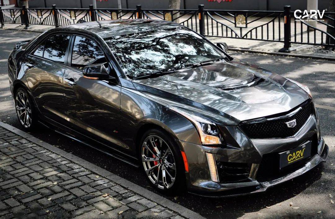 "67枪声在灰霾中响起"卡孚改色膜凯迪拉克ats-l液态金属q灰_魅力