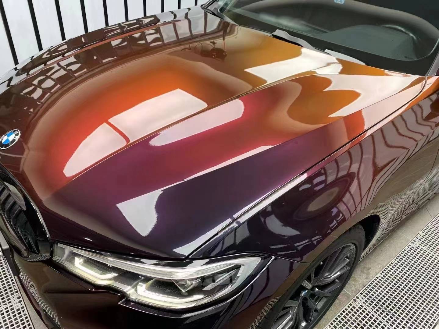 宝马3177改色膜pet流光黑魅红,高级感满满