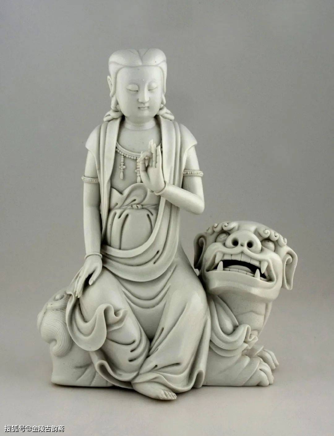 49 cm明代著名的陶瓷匠人何朝宗的作品德化白瓷观音清代造像 美国