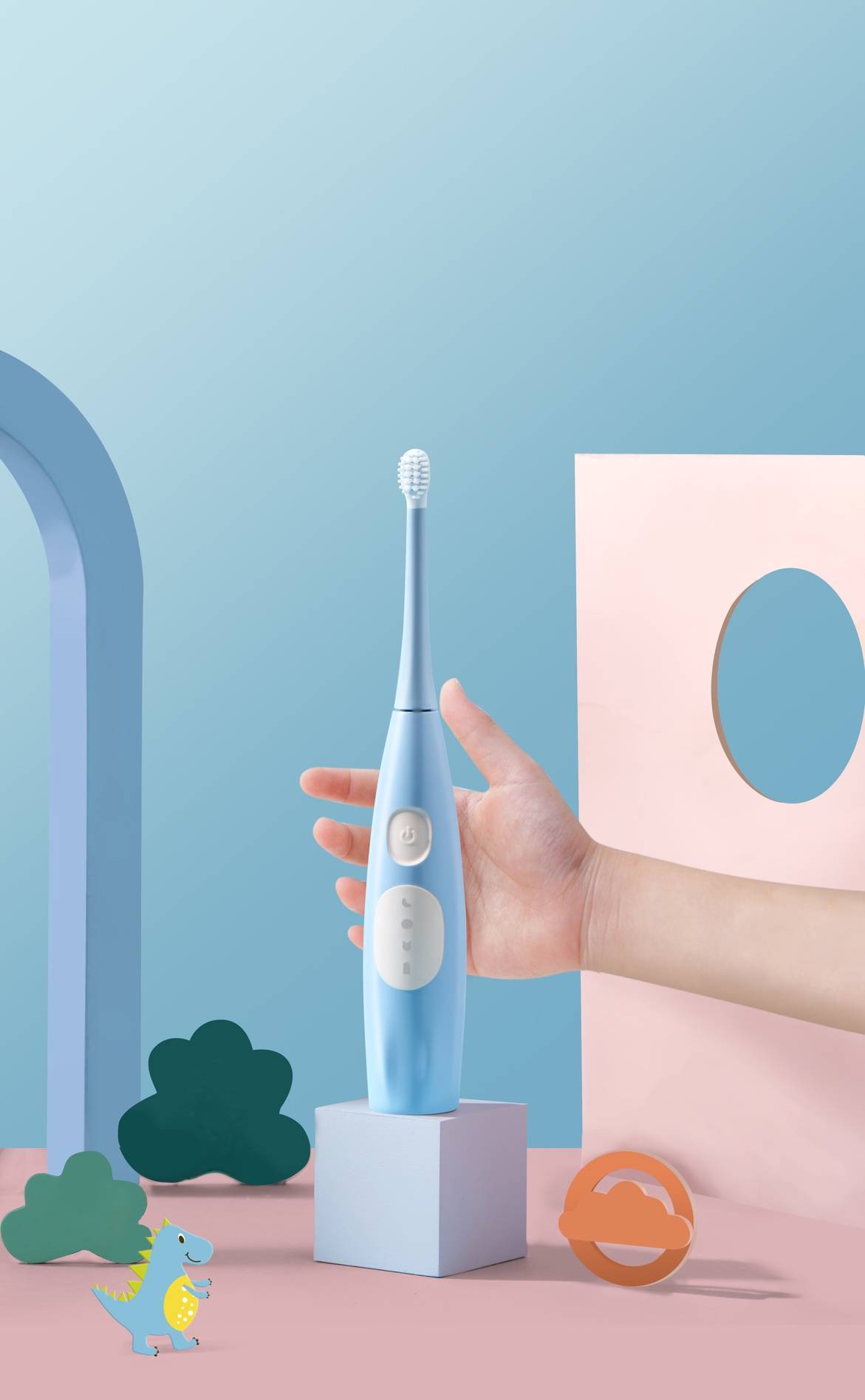 小恐龙化身刷牙小帮手,可菲可丽儿童声波电动牙刷让孩子爱上刷牙