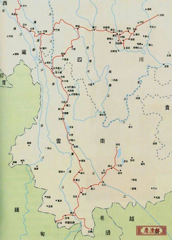 丽江,中甸,德钦(今西双版纳,思茅等地)出发茶马古道的主要线路从云南