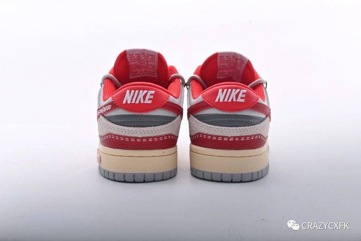 耐克nike dunk low sb 85 athletic department 白灰红滑板鞋_红色