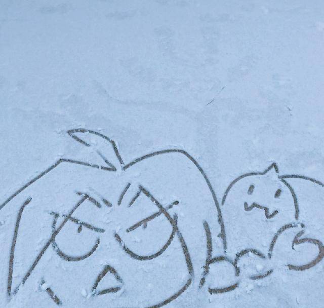 正好赶上了初雪,于是他们分别在雪上画了对方代表作的简图