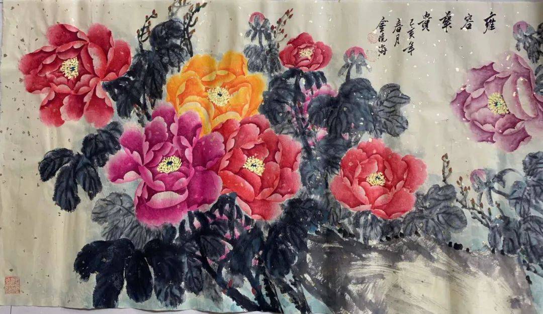 龙行龘龘 时代新秀||2024新年金晓海作品赏析_兰花_绘画_西画