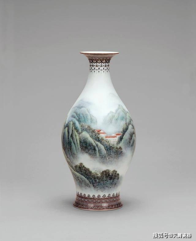 徐亚凤作品拍卖榜第6名 徐亚凤 粉彩山水瓷瓶估价:rmb 40,000-60,000