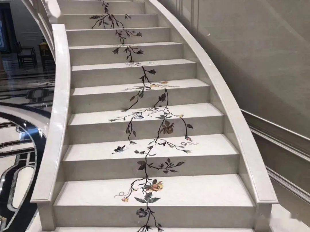 追纹图案拼花楼梯踏步加工工艺,不凡的石材艺术
