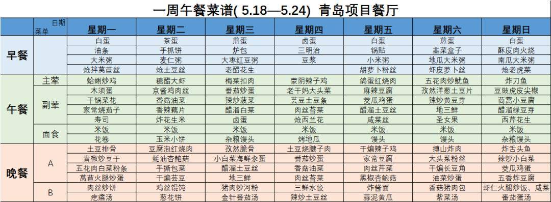 青之佳肴丨青日临每周菜单