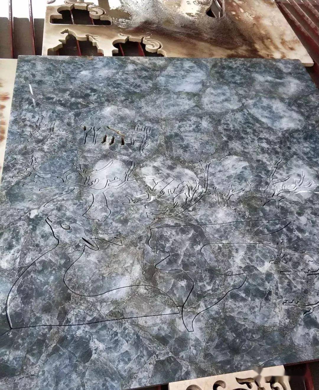 水刀拼花描图到切割步骤简解,内含石材拼花cad