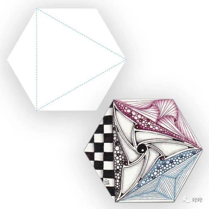 禅绕小知识:六角纸砖的绘画技巧