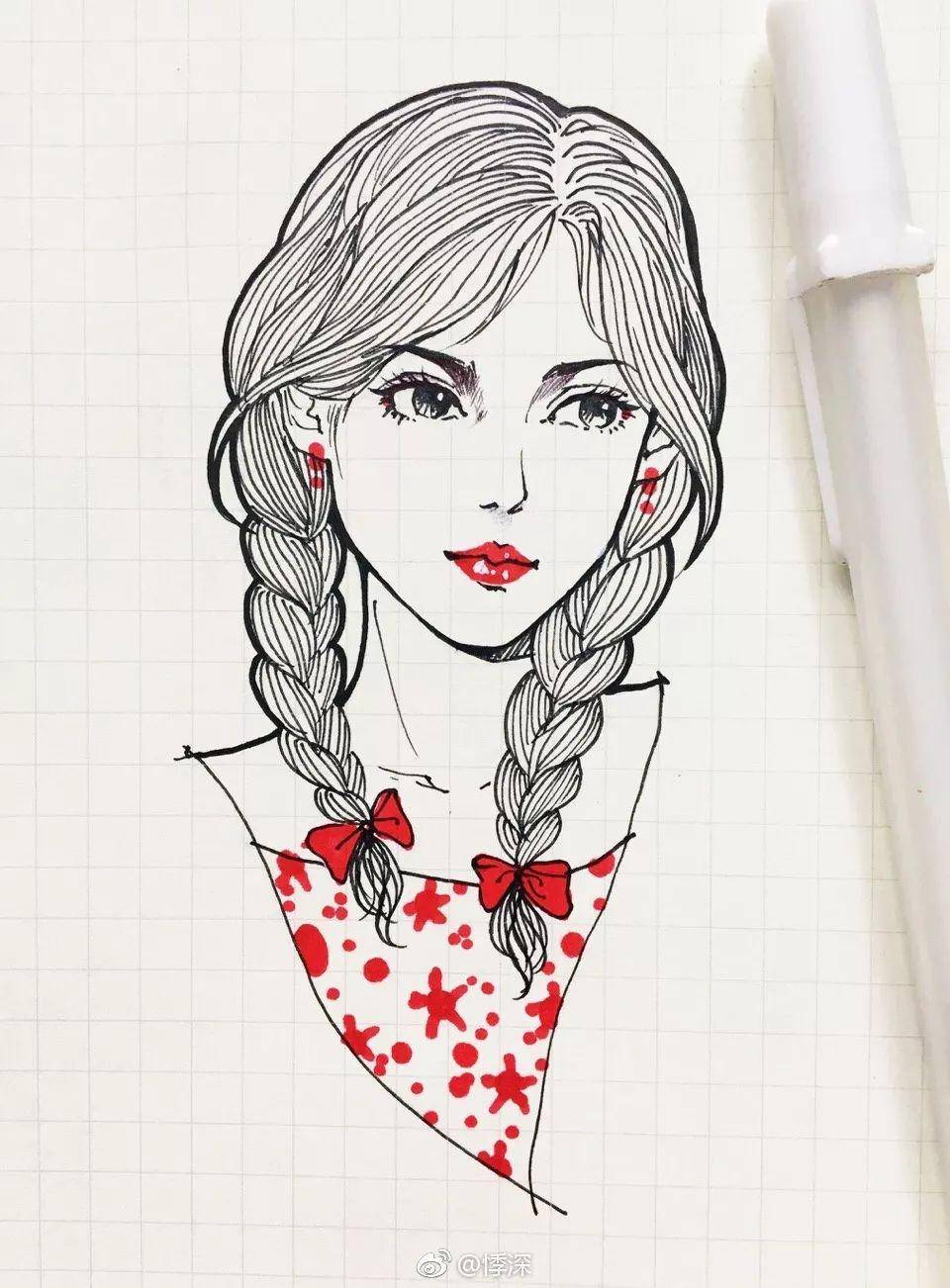 爱死这风格了青春动人的插画真美简洁风手绘头像值得学习